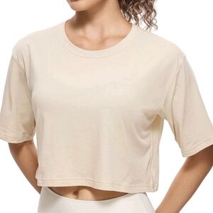 CRZ YOGA Cream Boxy Crop Top XL
